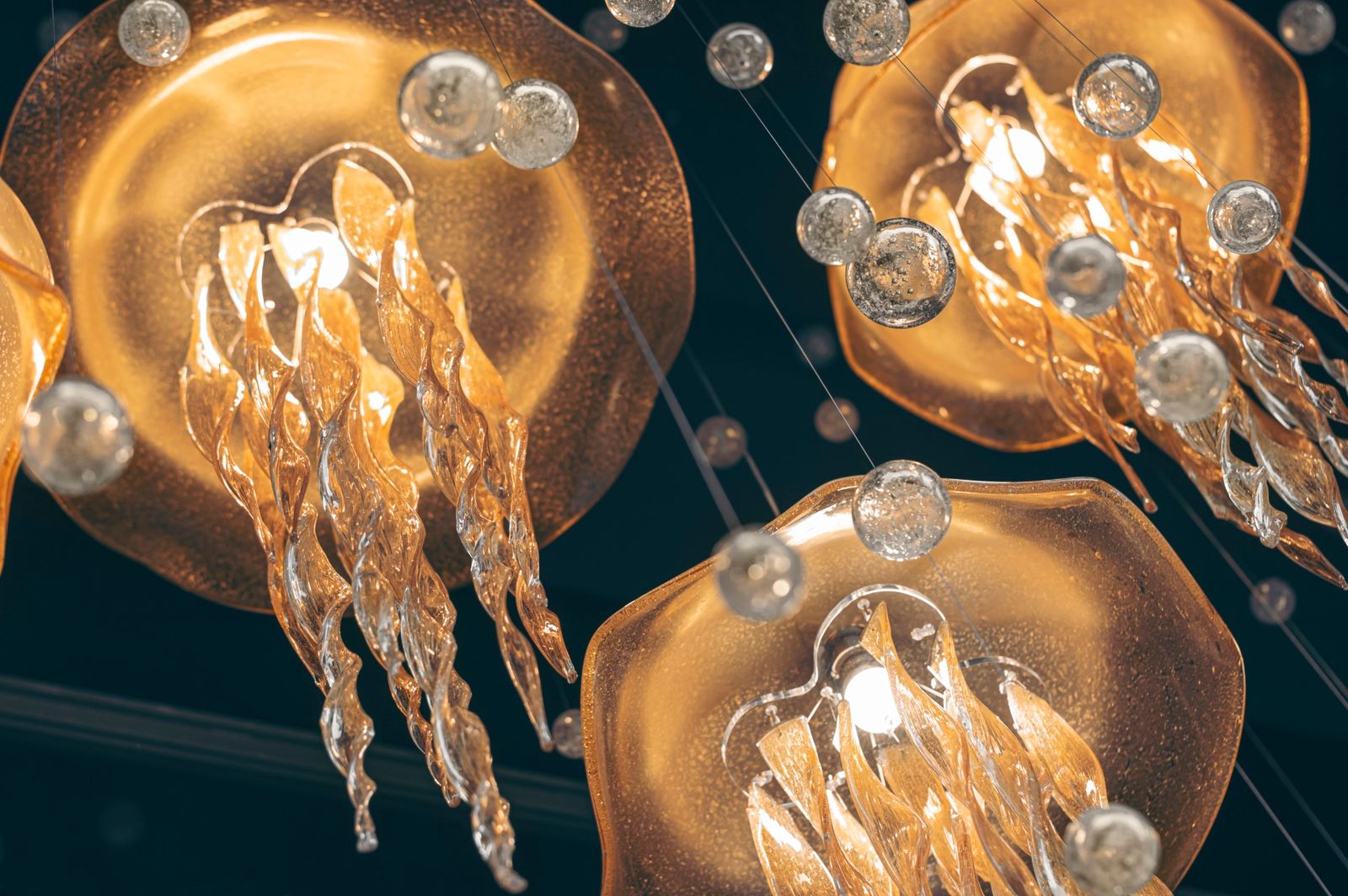 Blown glass jellyfish chandelier Blown design